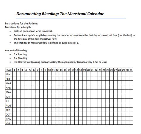FREE 6+ Sample Menstrual Calendar Templates in PDF