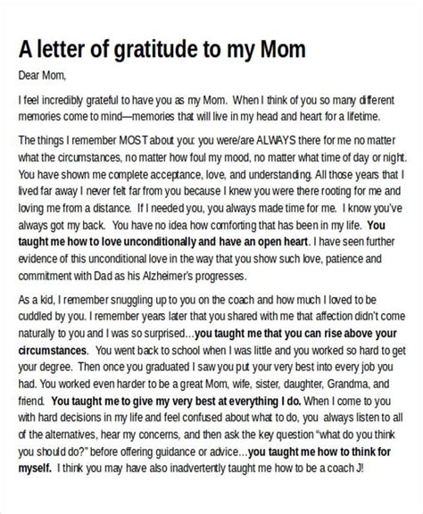 FREE 5+ Sample ThankYou Letter to Mom in MS Word PDF