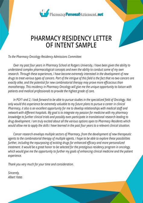 FREE 3+ Pharmacy Residency Letter of Intent Samples in MS Word