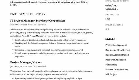 uk project manager cv example template nanica | Project manager resume