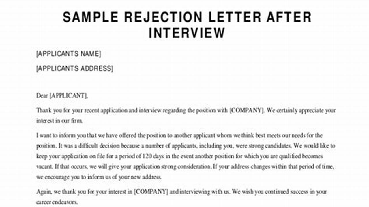 Sample Rejection Letter After Interview: A Comprehensive Guide