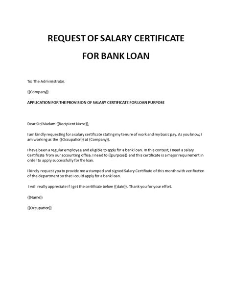 Salary Certificate Request Email To Hr Coverletterpedia