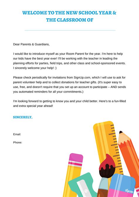 Room Parent Letters, Room Parent Introduction Letter, Parent Volunteer Letter, Back to School