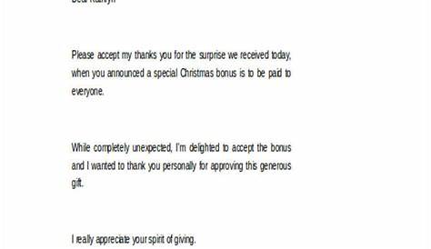 Sample Thank You Letter To Boss For Bonus
