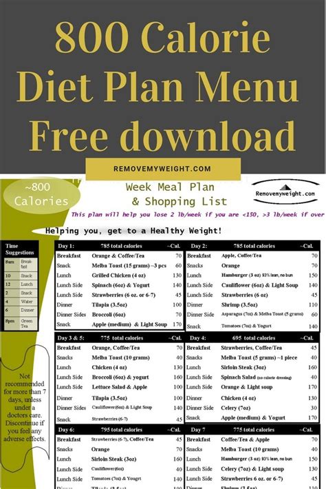 sample 800 calorie meal plan