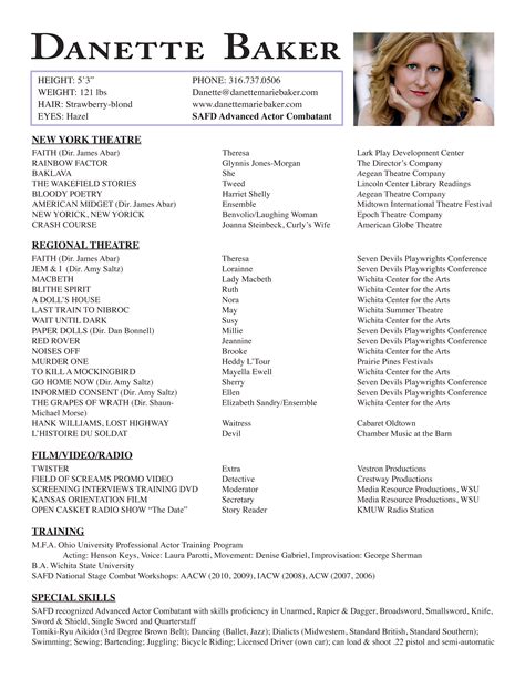 7 Musical theatre Resume Examples Free Samples , Examples & Format