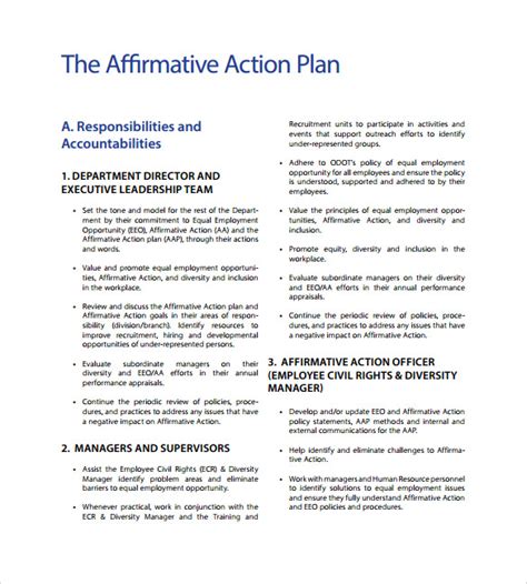 sample affirmative action plan