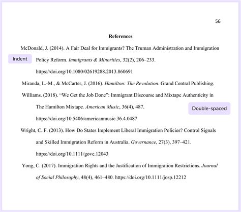 sample apa style reference list