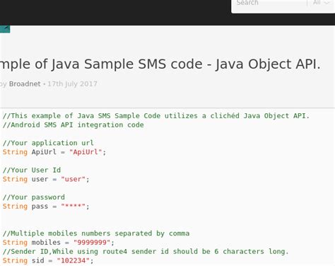 sample api code in java