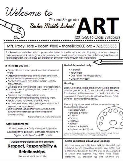 sample art class syllabus