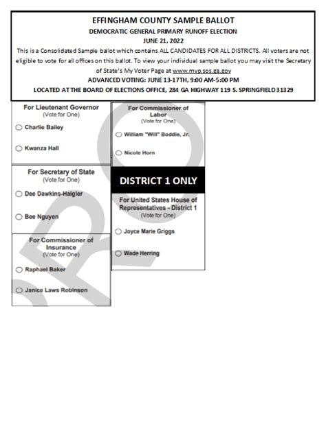 Sample Ballot Effingham County Georgia