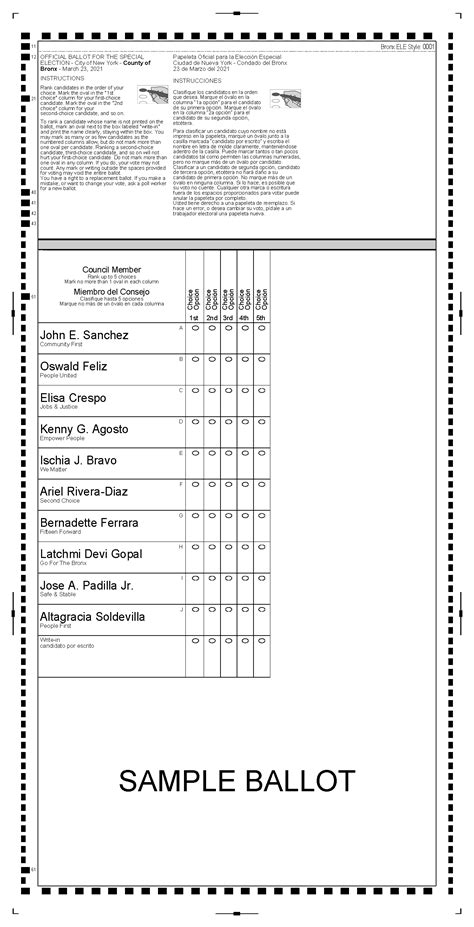 Sample Ballot Queens Ny