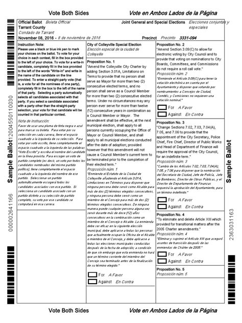 Sample Ballot Tarrant County