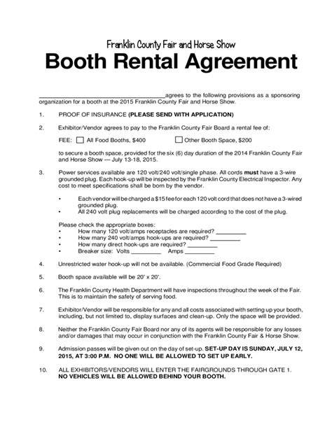 Free Booth (Salon) Rental Lease Agreement PDF Word eForms