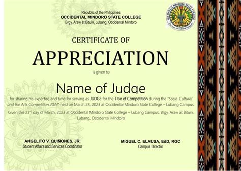 Sample Certificate Of Appreciation As Judge
