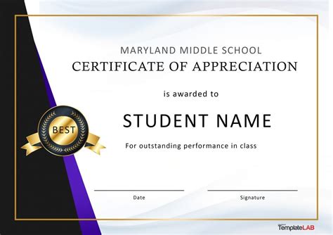 Sample Certificate Of Appreciation For Students