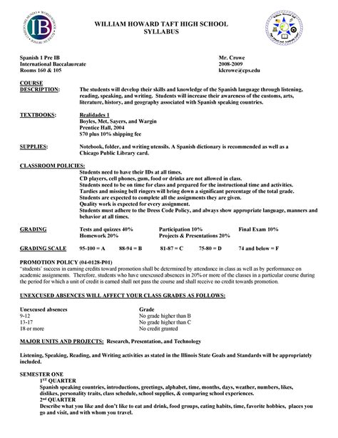 sample class syllabus