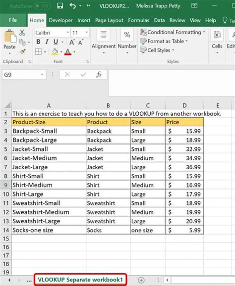 sample data for excel vlookup