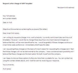 sample email of request to change work schedule
