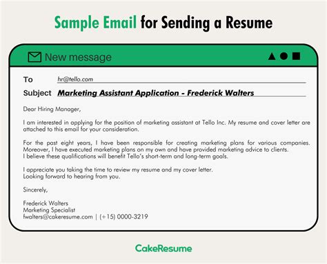 sample email to send resume for job subject