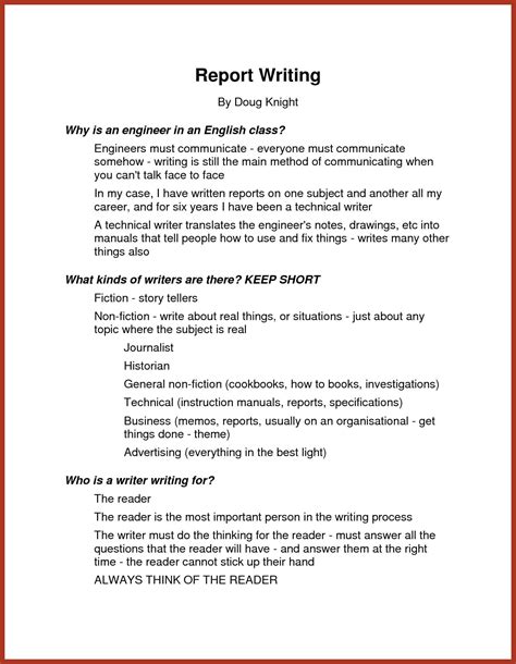 sample example of report writing