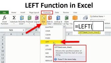 Sample Excel Left Function