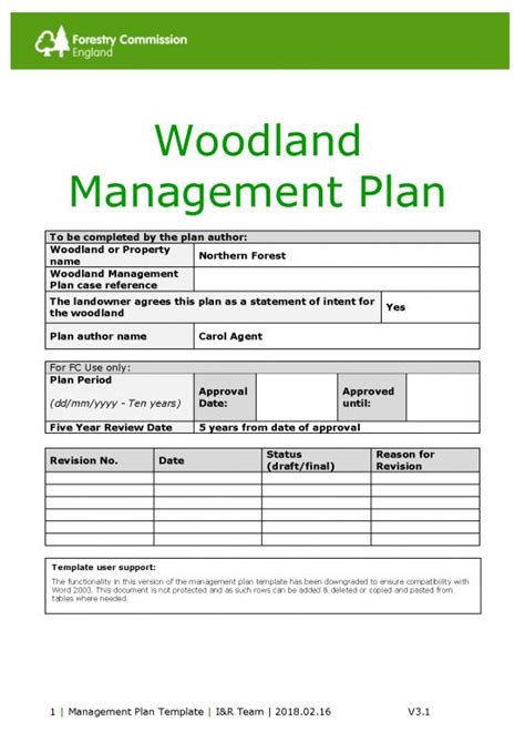 Sample Forest Management Plan