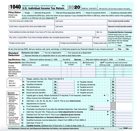 sample form 1040 2022