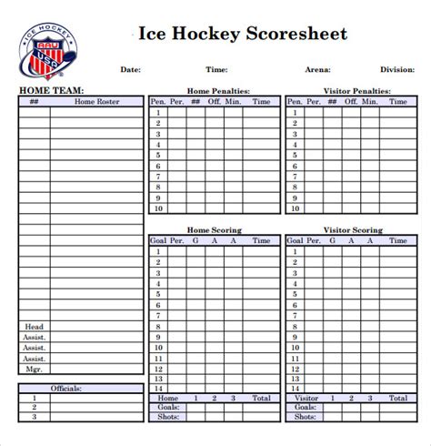 Sample Hockey Score Sheet 7+ Free Documents Download in PDF