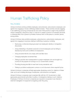 Sample Human Trafficking Policy