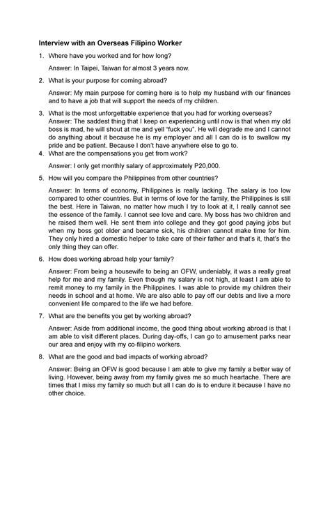 sample interview questions and answers for domestic helper tagalog