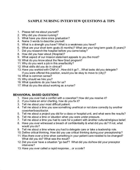 sample interview questions and answers for nurses