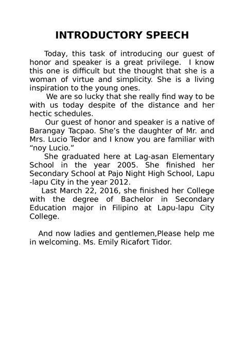 sample introduction of guest of honor and speaker script