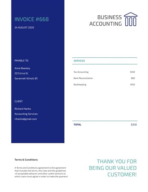 Sample Invoice For Accounting Services