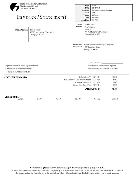 Sample Invoice Statement