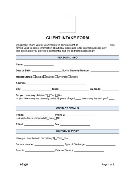 Sample Legal Client Intake Form