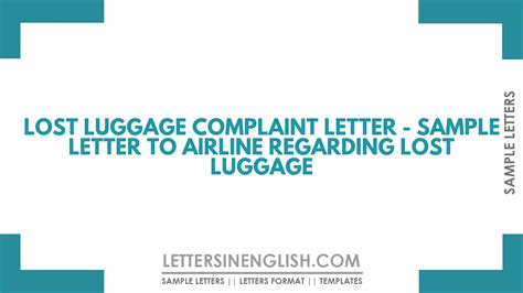 Sample Letter Luggage Lost