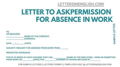 sample letter of request for permission to be absent from work