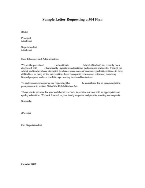 sample letter requesting 504