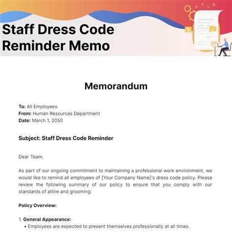 sample memo for proper dress code