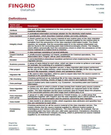 sample migration plan document