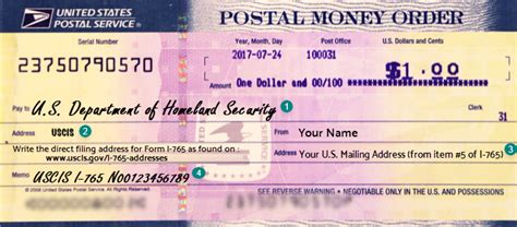 USCIS Sample Money Order