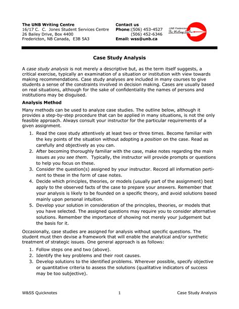 sample of a case study analysis