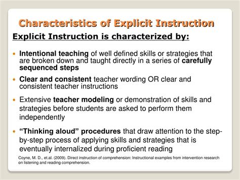 sample of explicit instruction