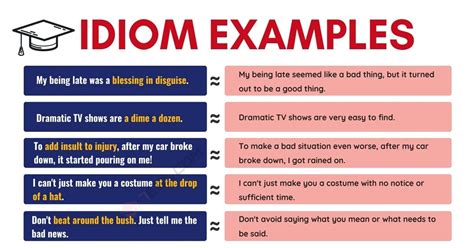 sample of idioms with sentence