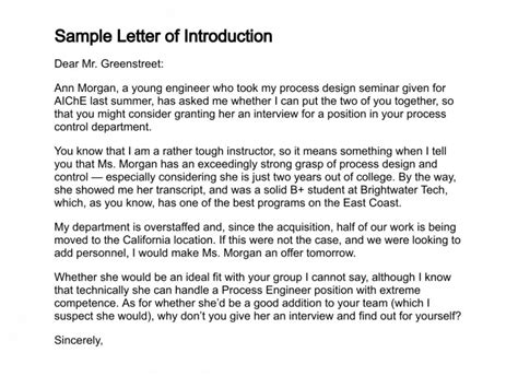 sample of introduction in letter writing