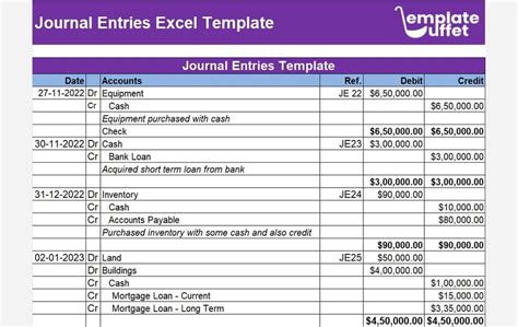 Sample Of Journal Entries In Excel