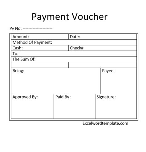 sample of payment voucher in excel