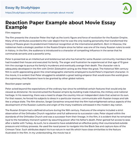 sample of reaction paper about a movie