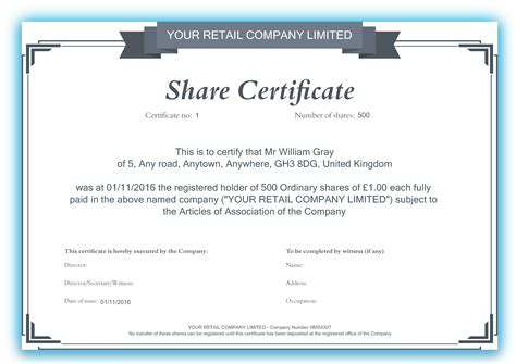 Share Certificate In Singapore For Share Certificate Template